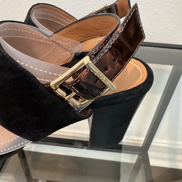 Vionic Bianca Backstrap chunky heel sandal tortoise Strap Black Suede Size 7.5 - Picture 8 of 14